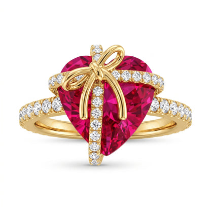 8.0mm Heart Cut Pink Sapphire Wedding Anniversary Ring