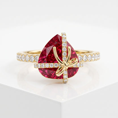 8.0mm Heart Cut Pink Sapphire Wedding Anniversary Ring