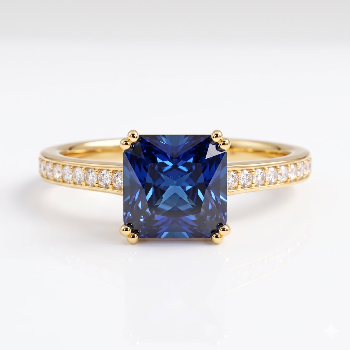 4.00ct Princess cut sapphire engagement ring