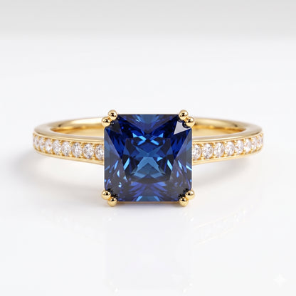 4.00ct Princess cut sapphire engagement ring