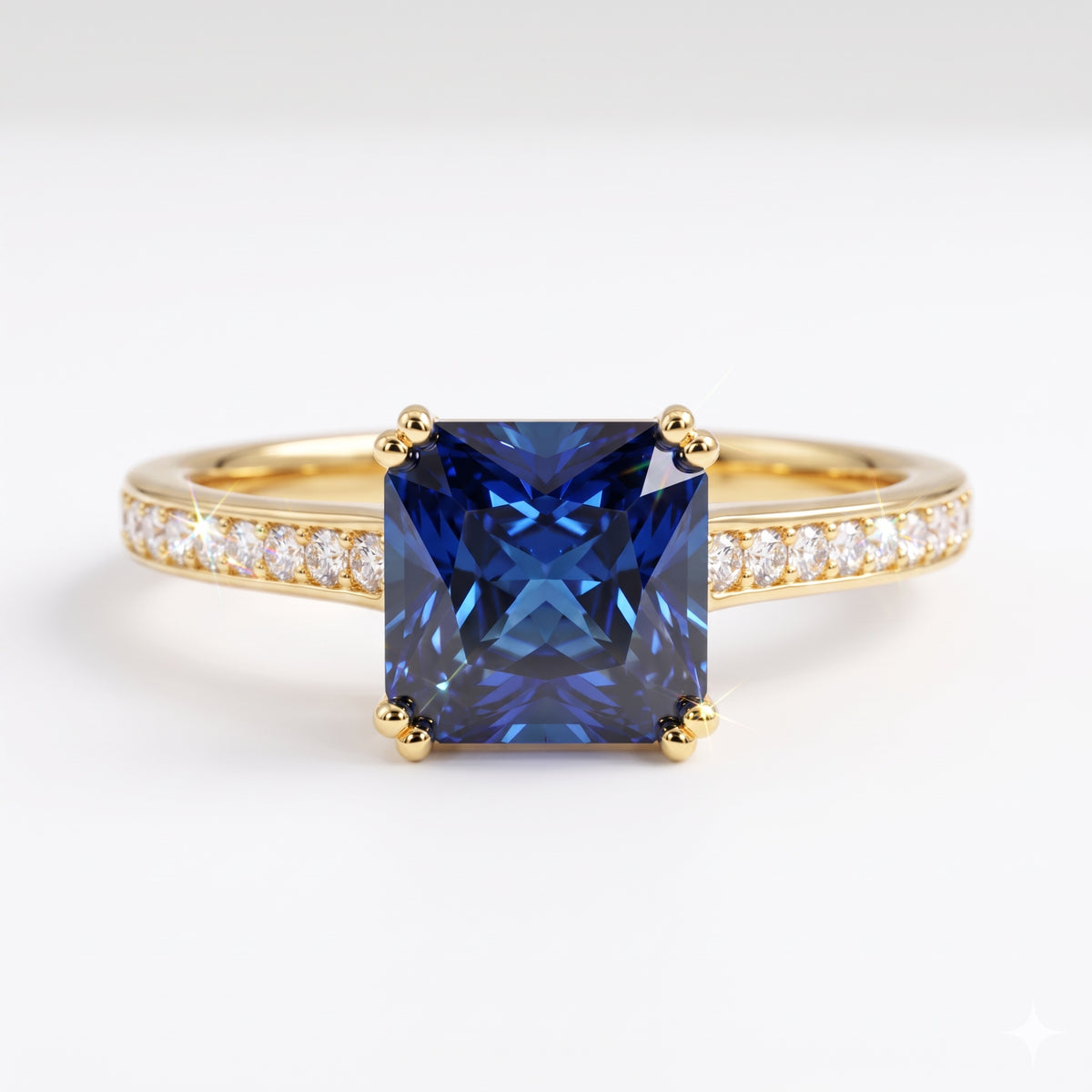 4.00ct Princess cut sapphire engagement ring