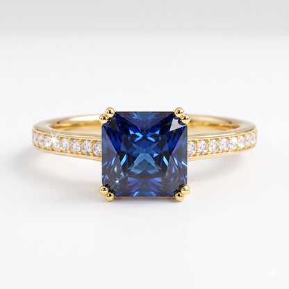 4.00ct Princess cut sapphire engagement ring
