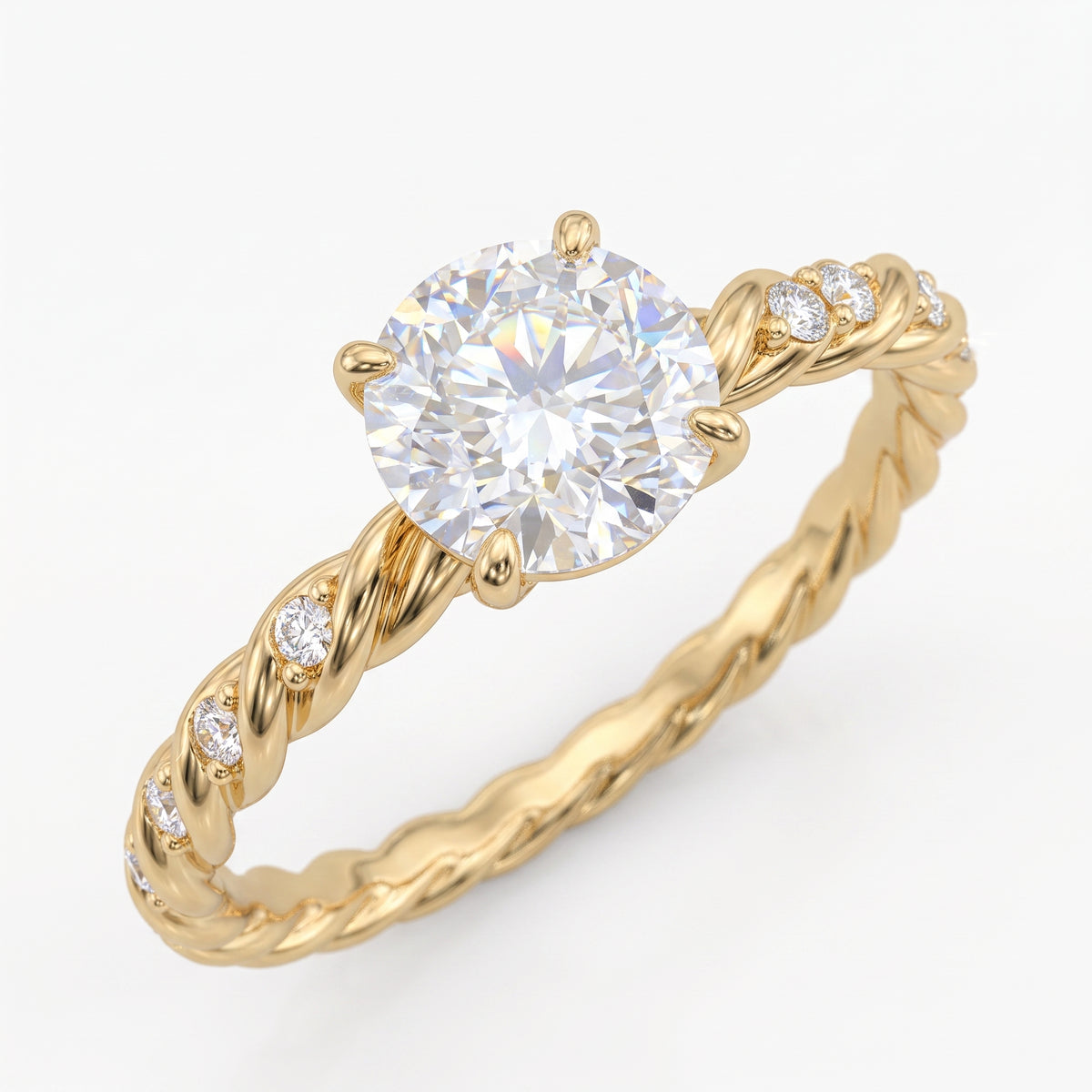 1.0CT Round Cut Twist Lab-Grown Diamond Ring