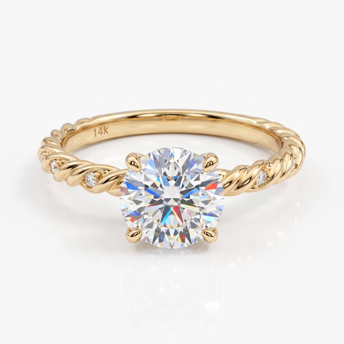 1.0CT Round Cut Twist Lab-Grown Diamond Ring