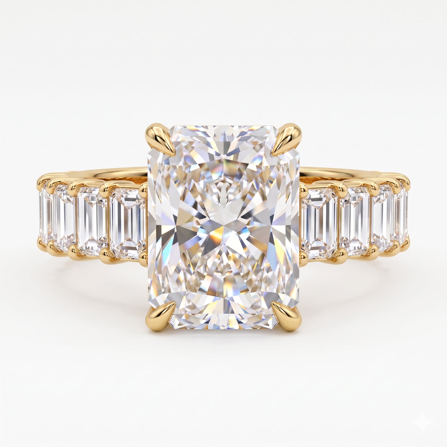 2.0CT Radiant 14K Yellow Gold Engagement Ring