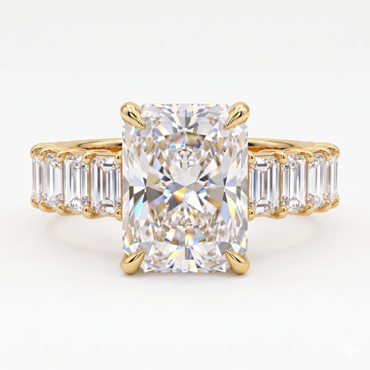 2.0CT Radiant 14K Yellow Gold Engagement Ring