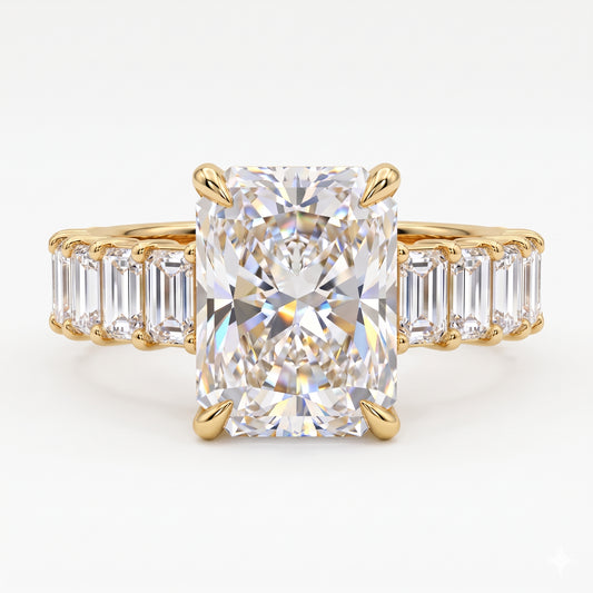 2.0CT Radiant 14K Yellow Gold Engagement Ring