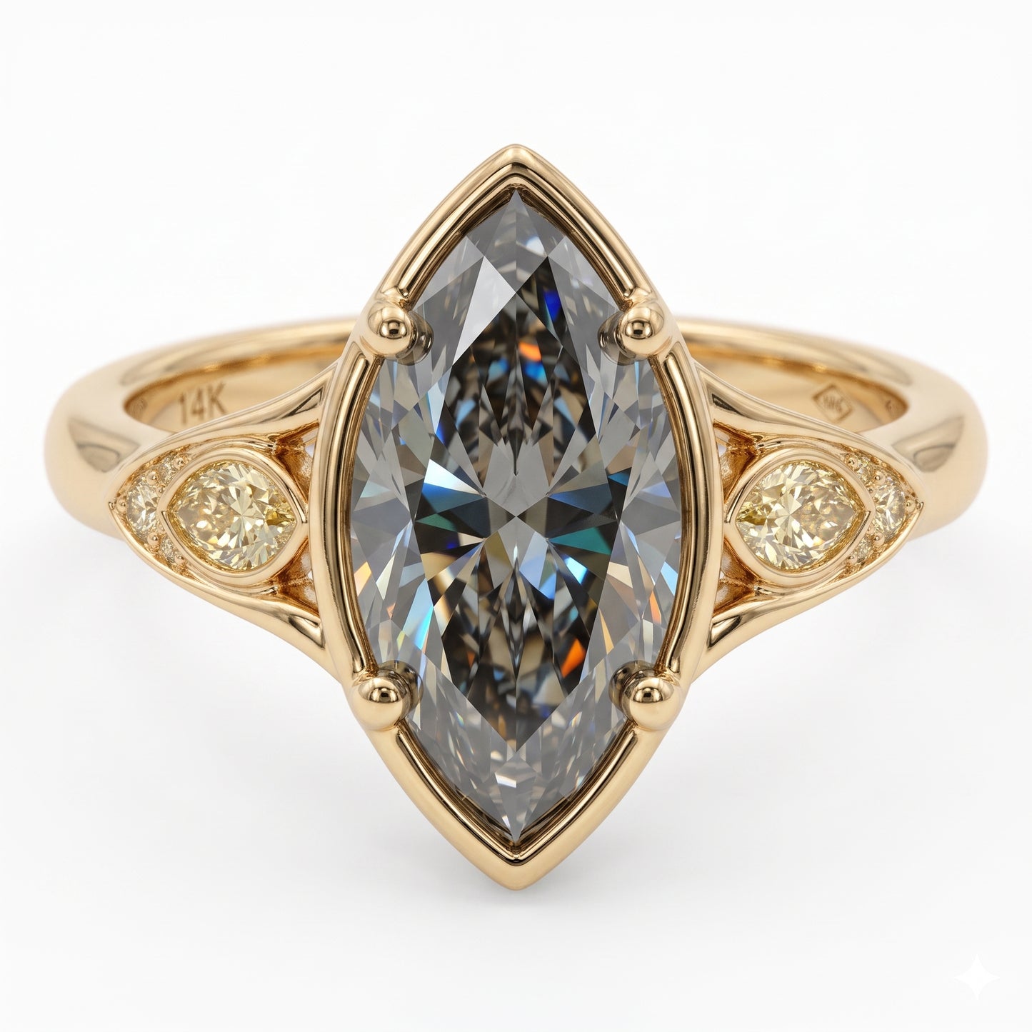 Vintage 1.5CT Marquise Cut Moissanite Engagement Ring