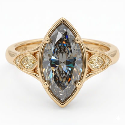 Vintage 1.5CT Marquise Cut Moissanite Engagement Ring