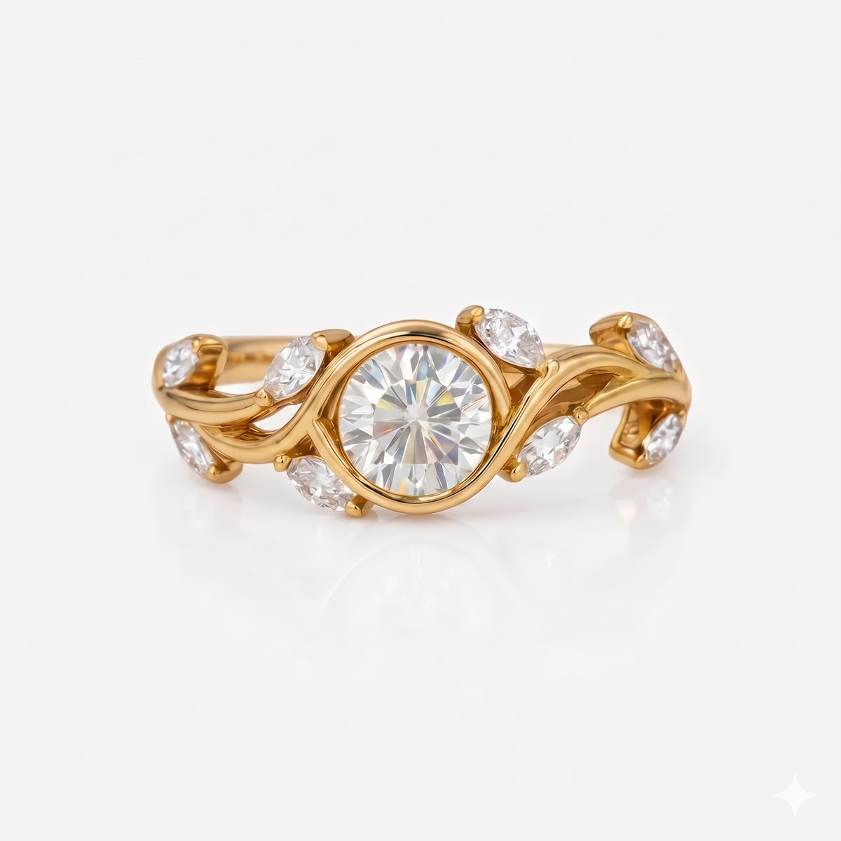 0.50 ct Round Lab-Grown Diamond Vintage Leaf Ring
