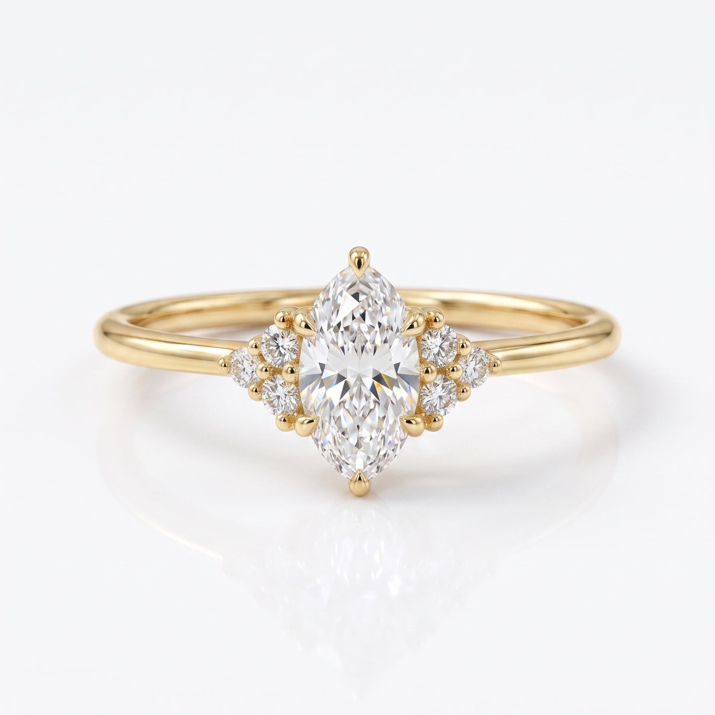0.50ct Oval Cut Lab Grown Diamond Engagement Ring • Vintage Cluster Ring
