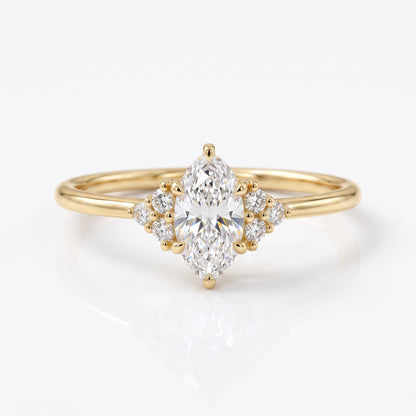 0.50ct Oval Cut Lab Grown Diamond Engagement Ring • Vintage Cluster Ring