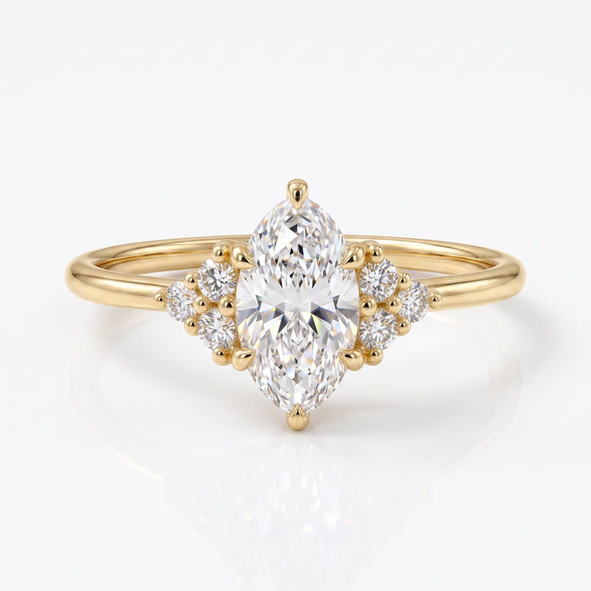 0.50ct Oval Cut Lab Grown Diamond Engagement Ring • Vintage Cluster Ring