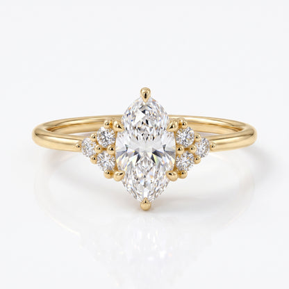 0.50ct Oval Cut Lab Grown Diamond Engagement Ring • Vintage Cluster Ring