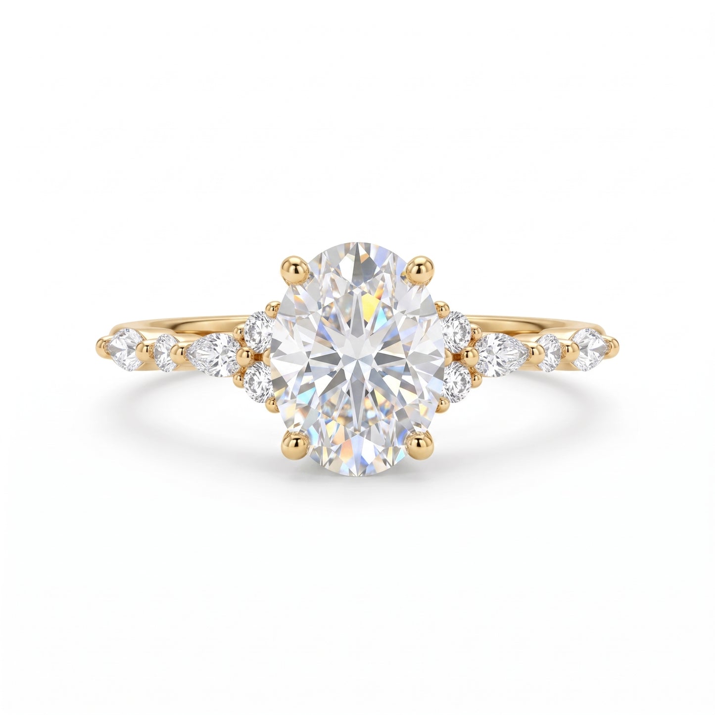 1.25 ct Oval Lab Grown Diamond Engagement Ring • Rose Gold Cluster Bridal Ring