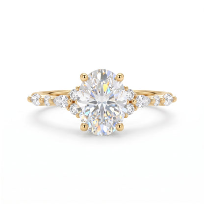1.25 ct Oval Lab Grown Diamond Engagement Ring • Rose Gold Cluster Bridal Ring