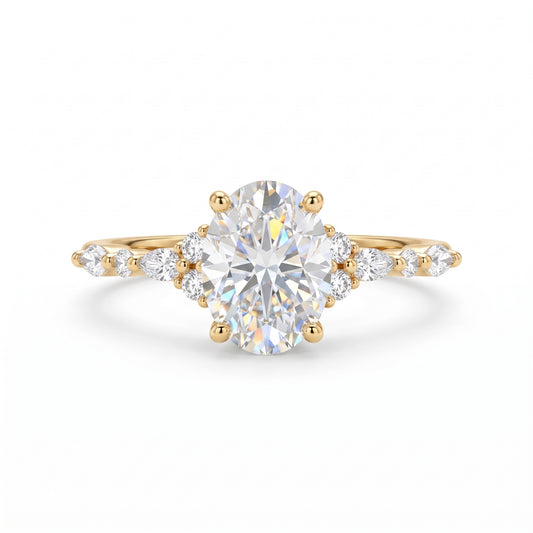 1.25 ct Oval Lab Grown Diamond Engagement Ring • Rose Gold Cluster Bridal Ring