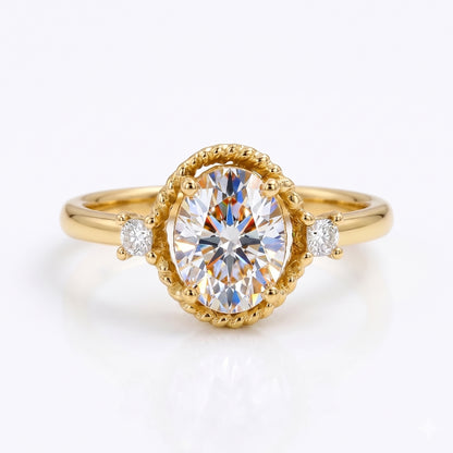 1.25 ct Oval Lab Grown Diamond Rose Gold Engagement Ring • Unique Bezel Set Diamond Ring