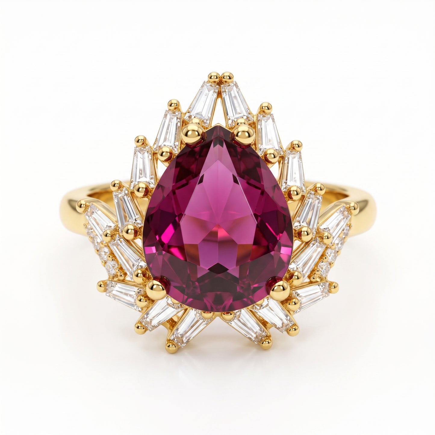 6.00 CT Pear Cut Ruby Lab Grown Diamond Halo Engagement Ring