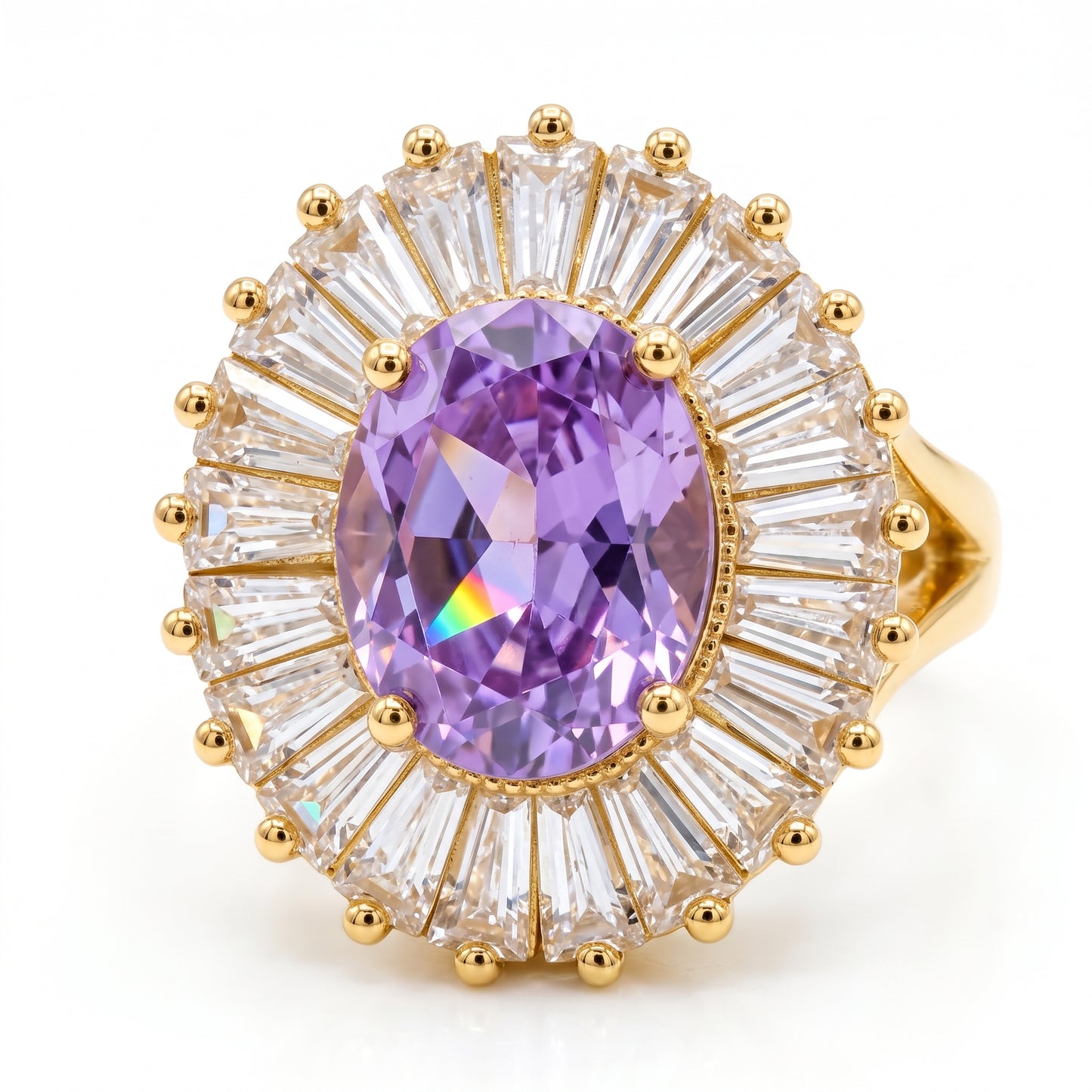 5.110 CT Oval Amethyst Halo Engagement Lab Grown Diamond