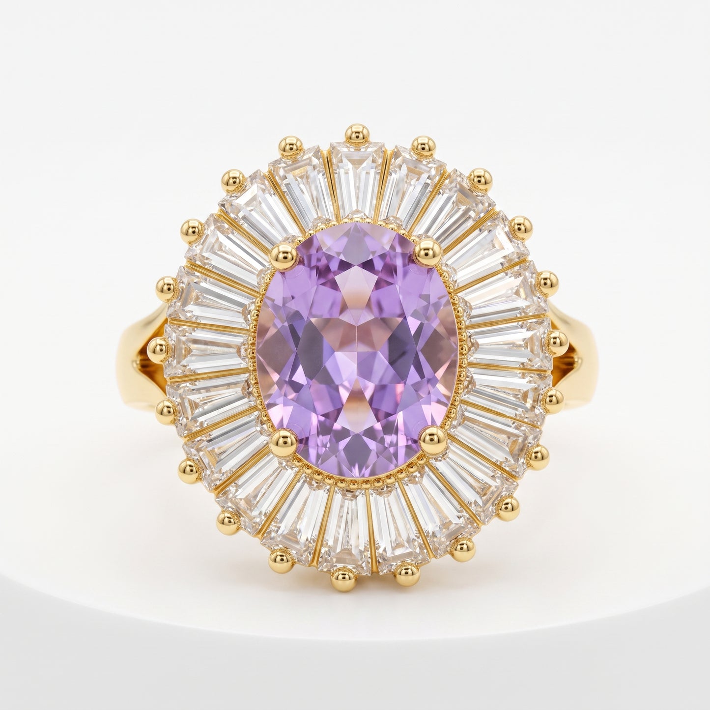 5.110 CT Oval Amethyst Halo Engagement Lab Grown Diamond