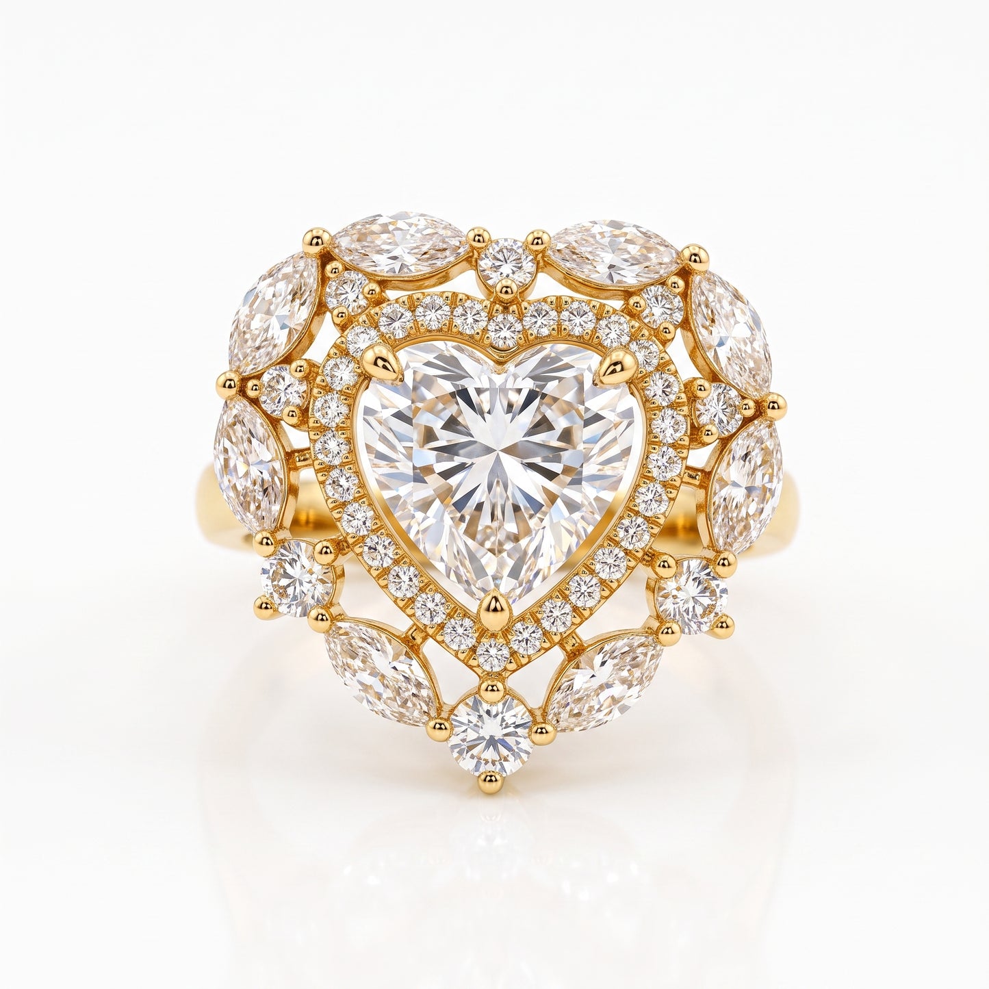 3.00CT Heart Cut Lab Grown Diamond Halo Engagement Ring