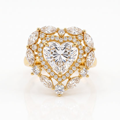 3.00CT Heart Cut Lab Grown Diamond Halo Engagement Ring