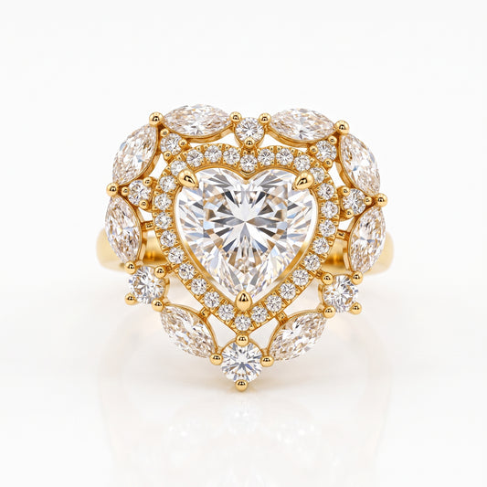 3.00CT Heart Cut Lab Grown Diamond Halo Engagement Ring