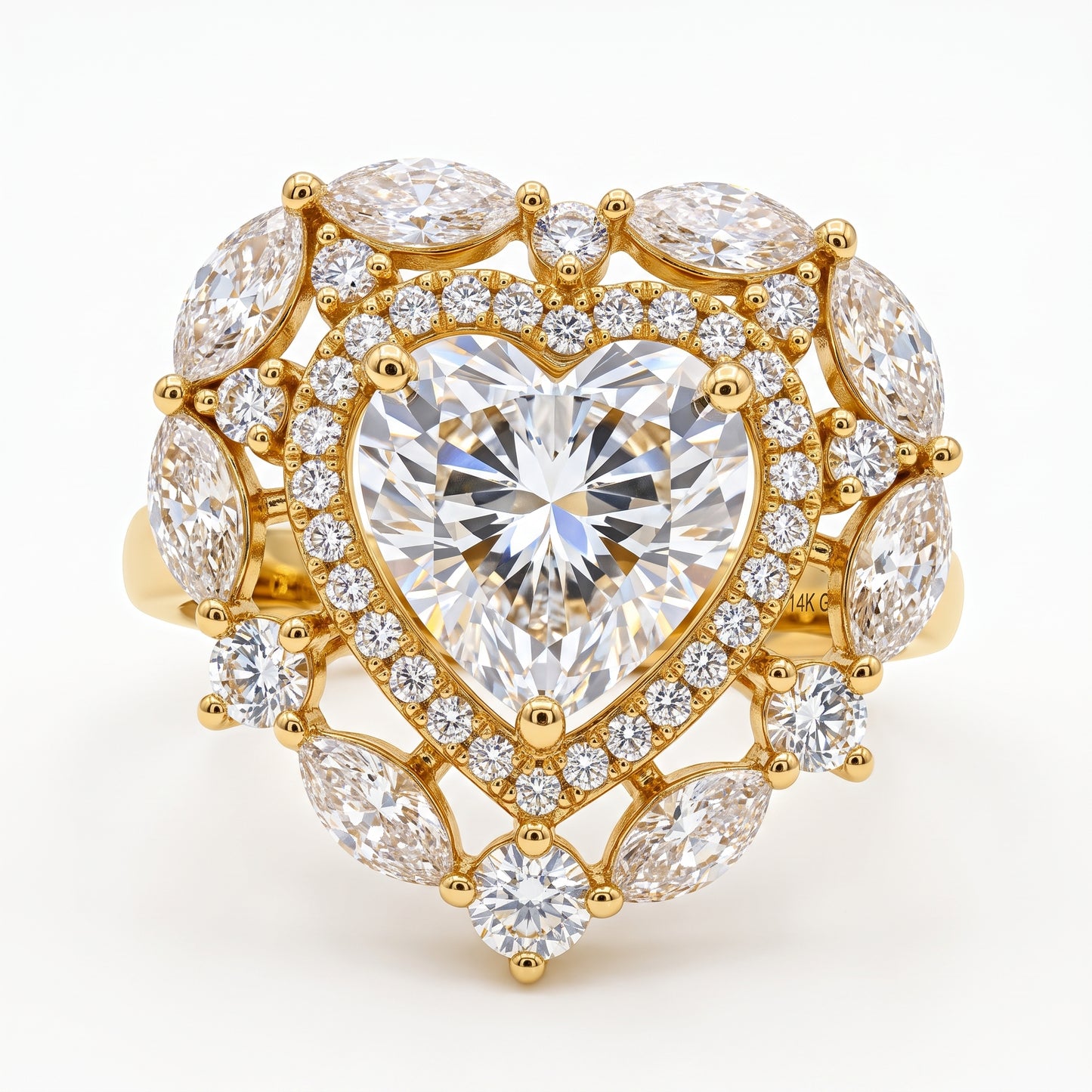 3.00CT Heart Cut Lab Grown Diamond Halo Engagement Ring