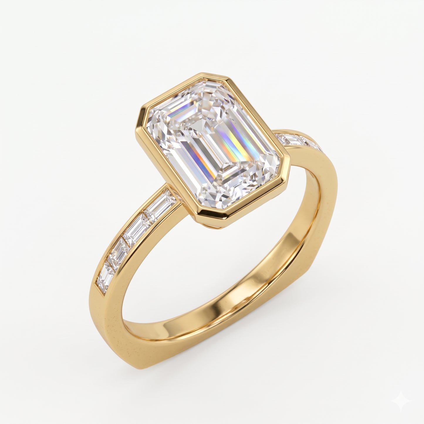 2.00ct Emerald cut Natural Diamond Solitaire Engagement Ring