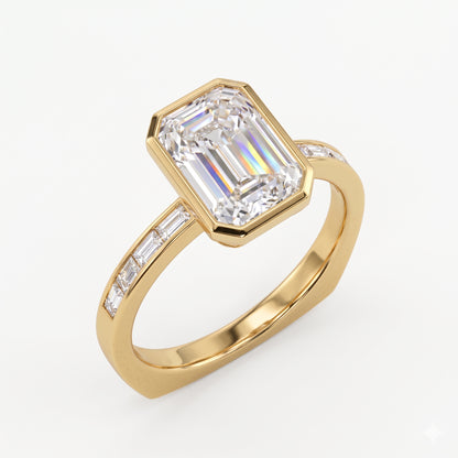 2.00ct Emerald cut Natural Diamond Solitaire Engagement Ring