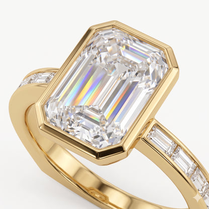 2.00ct Emerald cut Natural Diamond Solitaire Engagement Ring