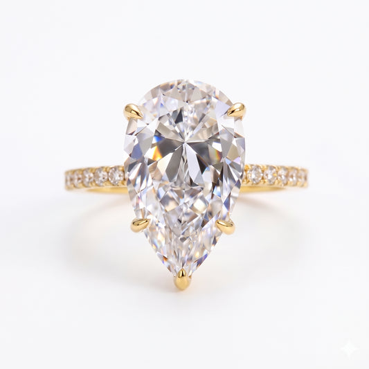 2.300 CT Pear Shape Natural Diamond Engagement Ring