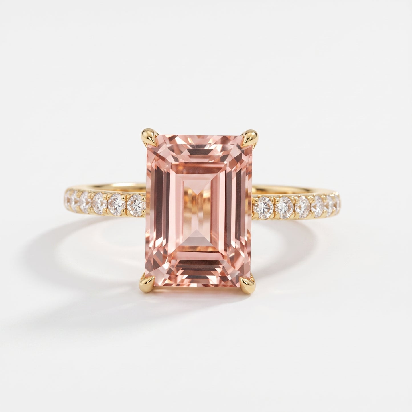 Vintage Morganite Ring- 14K Rose Gold Vermeil Peachy Pink Morganite Engagement Ring