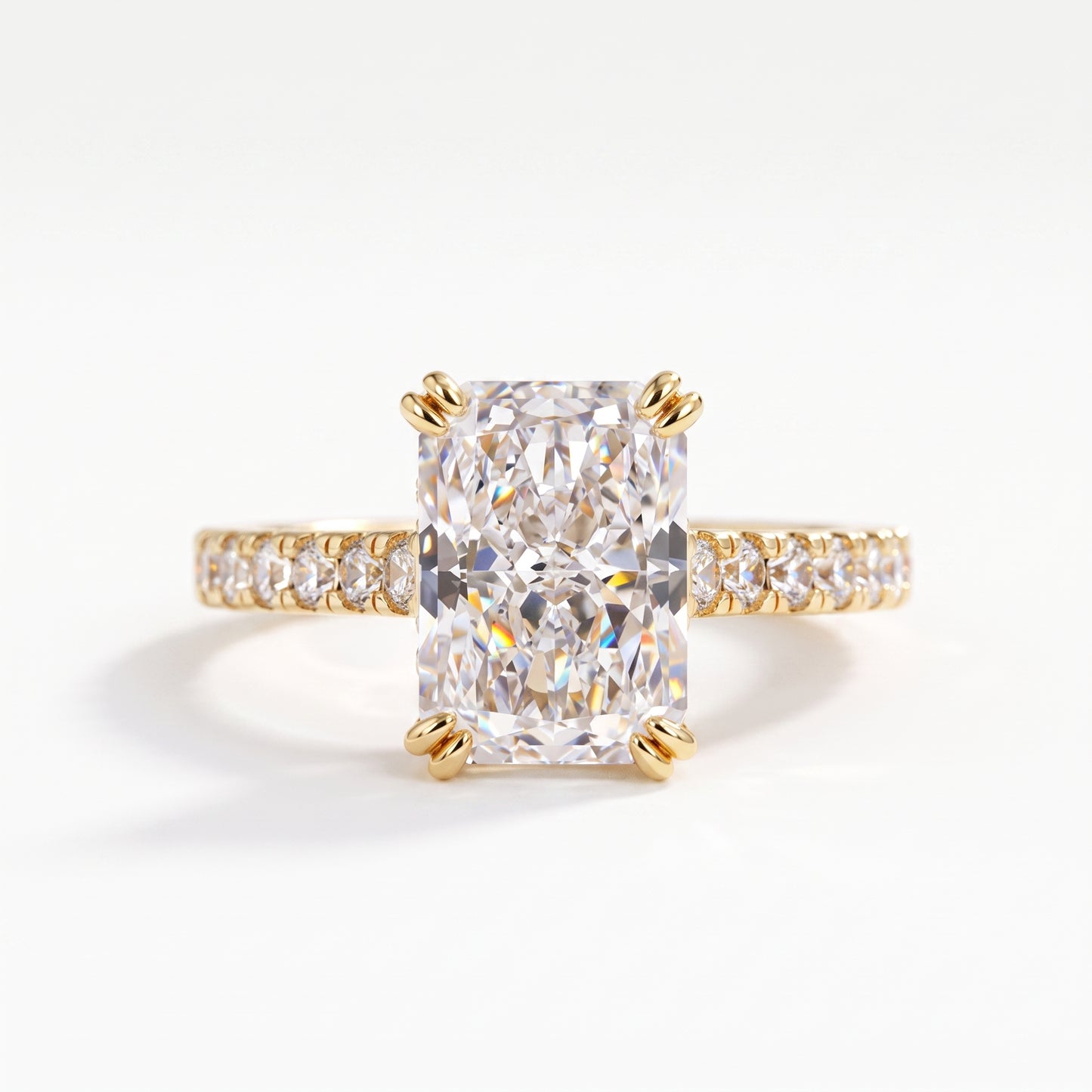 2.0 CT Radiant 14K Yellow Gold Engagement Ring