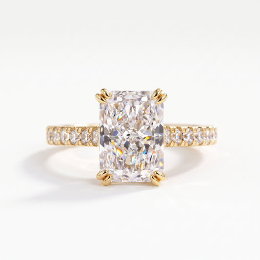 2.0 CT Radiant 14K Yellow Gold Engagement Ring