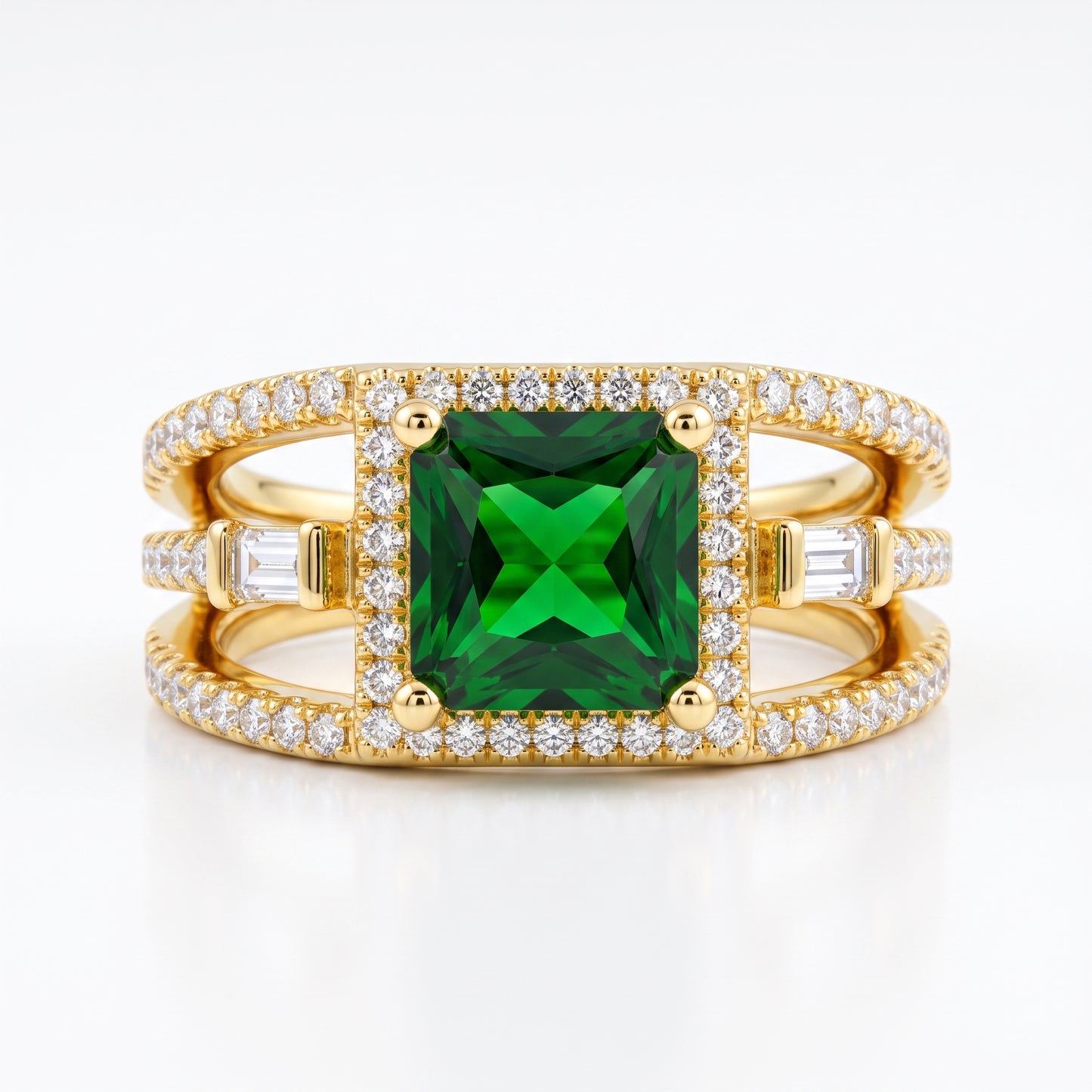 2.00ct Princess cut emerald engagement ring