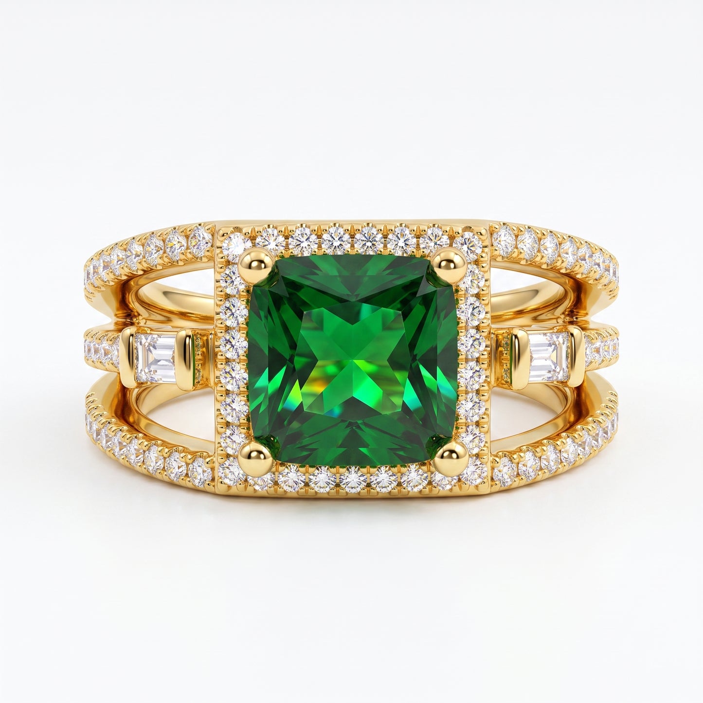 2.00ct Princess cut emerald engagement ring