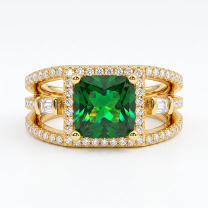 2.00ct Princess cut emerald engagement ring