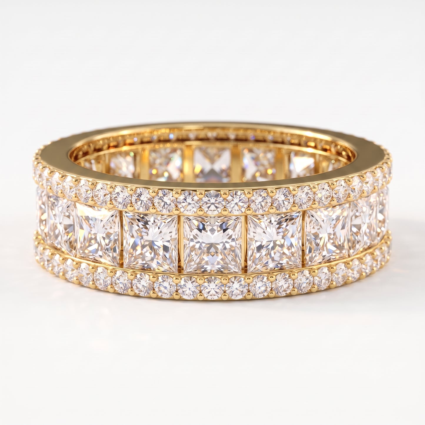6.780 ct Princess Cut Lab Grown Diamond Full Eternity Wedding Band Ring