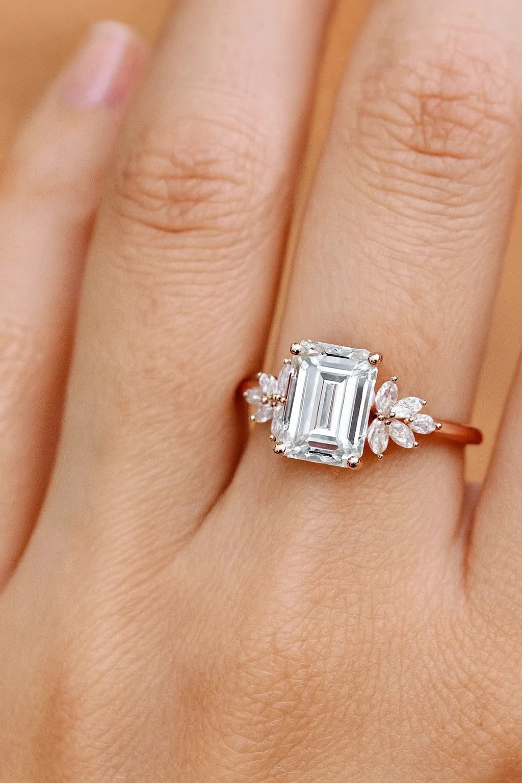 1.75 ct Emerald Lab Diamond Floral Cluster Ring