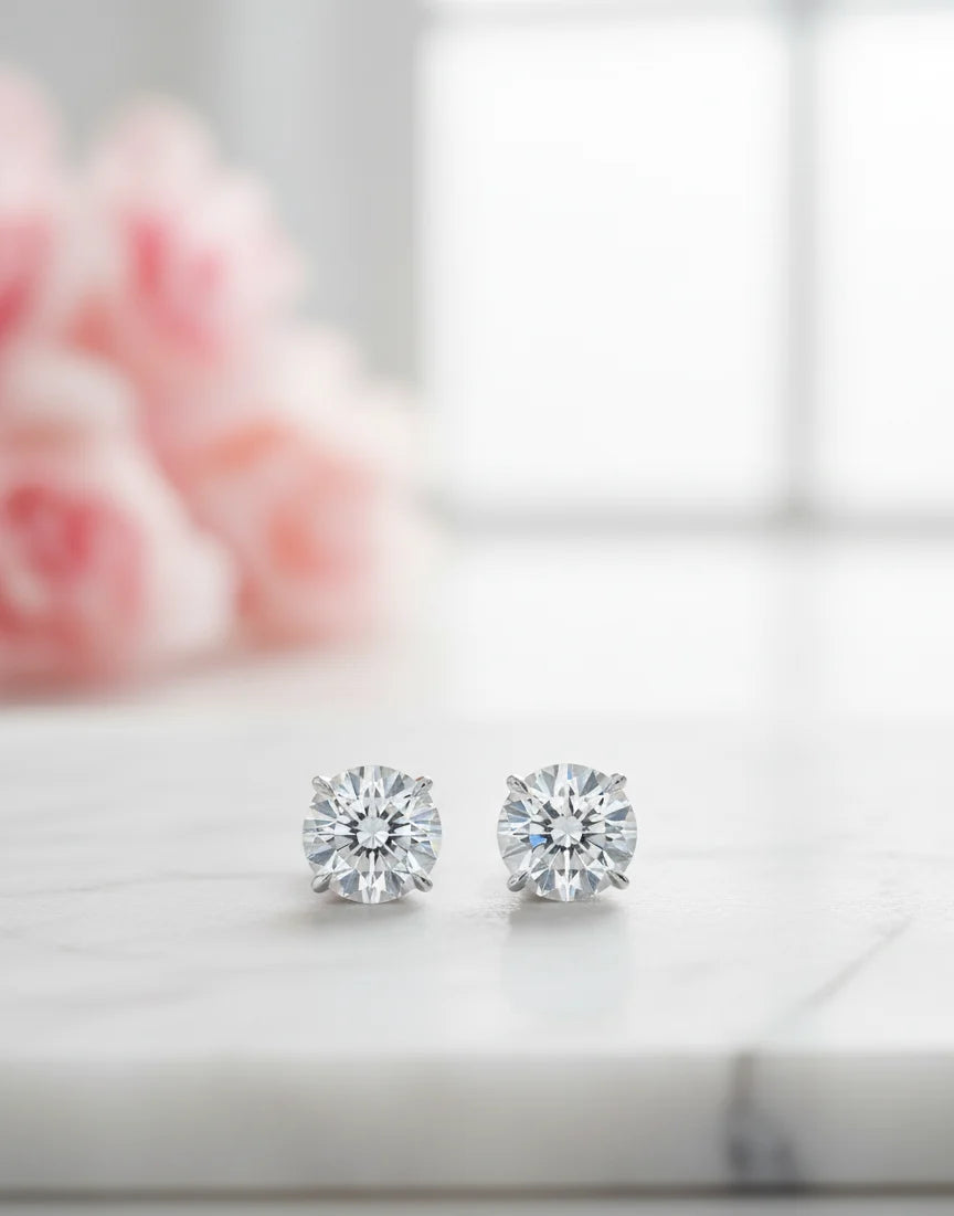 3 ct Dainty Round Lab-Grown Diamond Stud Earrings