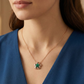 13.4 mm Green Malachite Clover Pendant Necklace