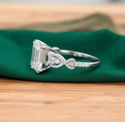 1.60ct Emerald Cut Lab Diamond Engagement Ring