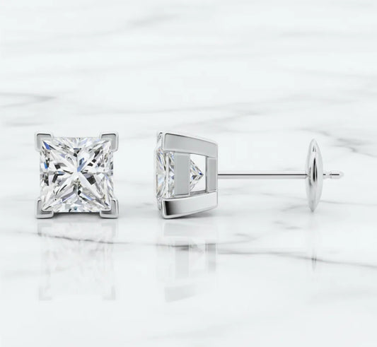 3.00 ct Lab-Grown Diamond Princess Studs – 14K/18K