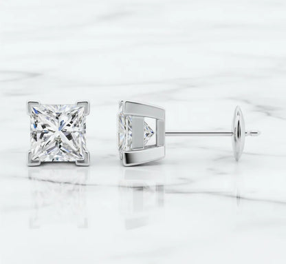 1.00ct Princess Cut Lab Diamond Studs in 14K/18K