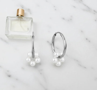 white gold pearl hoop earrings
