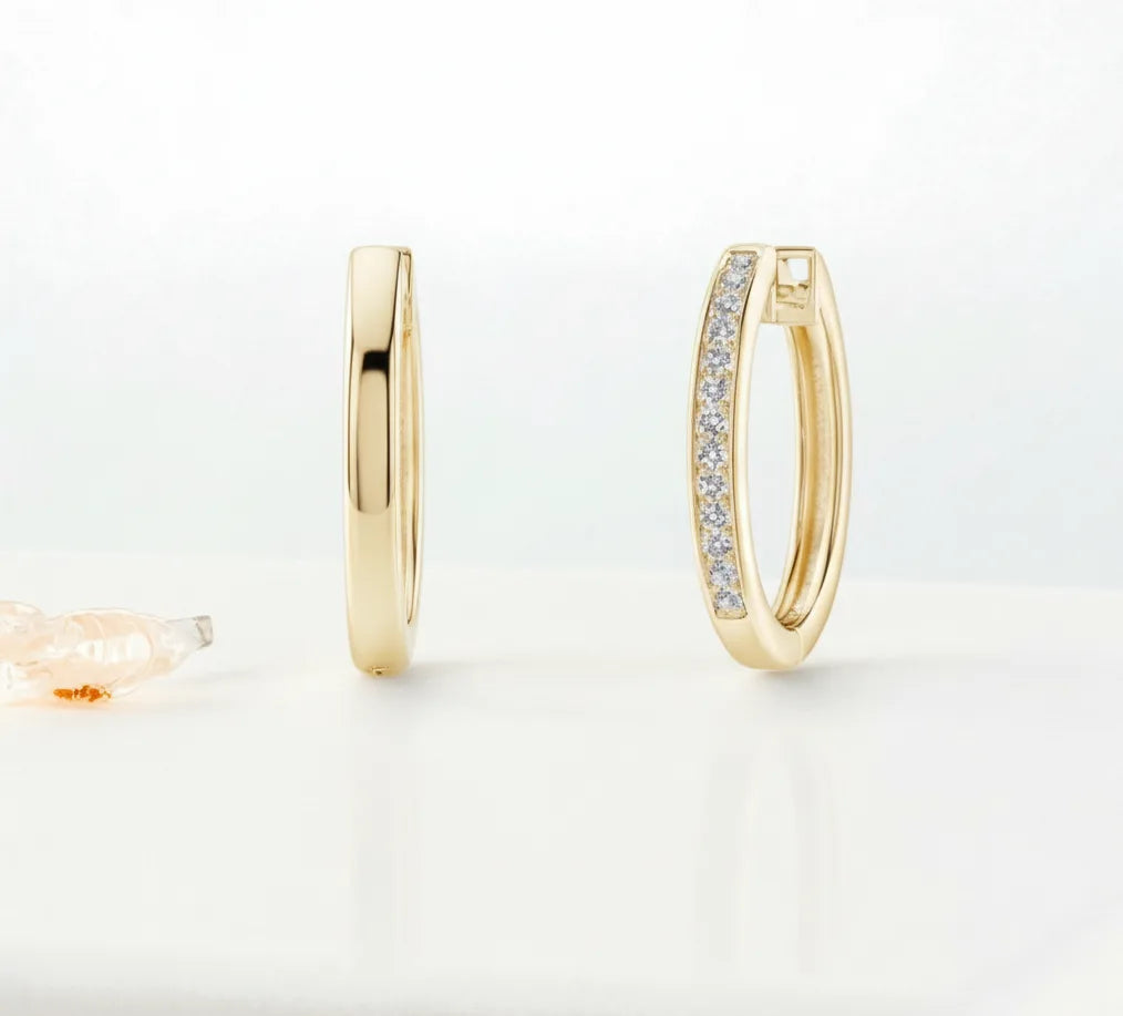diamond pave earrings hoop
