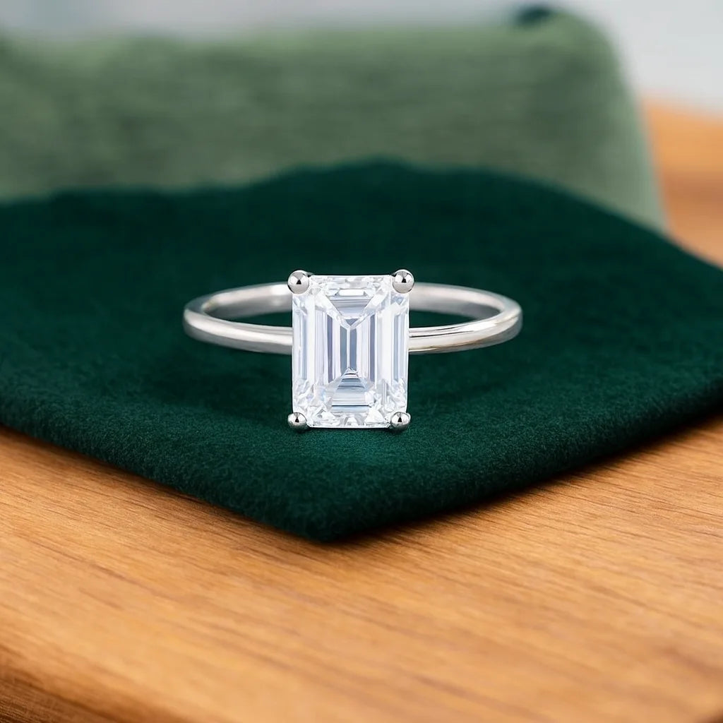 lab grown emerald cut diamond ring
