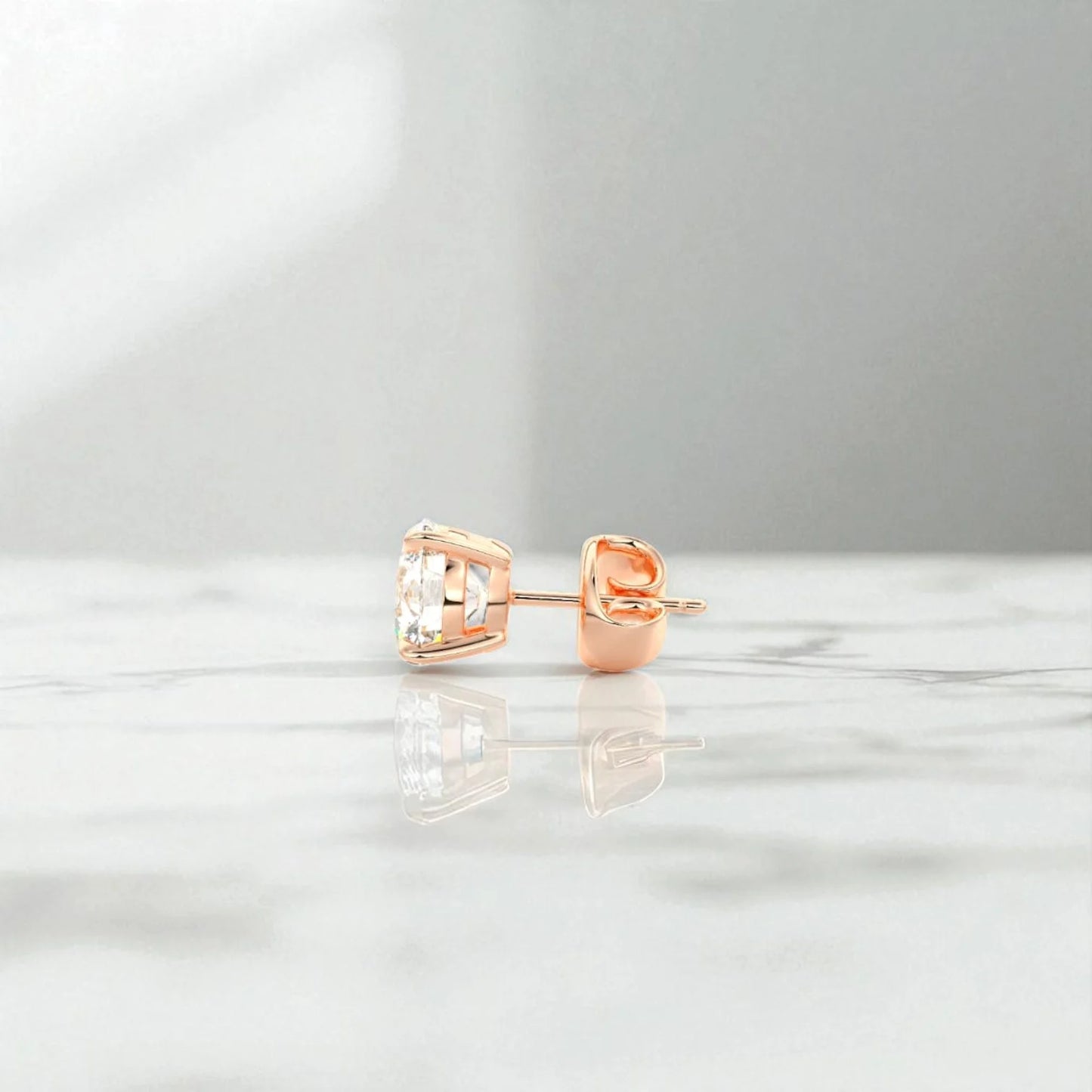 1.00 ct Lab‑Grown Diamond Stud Earrings – 14 K Rose Gold
